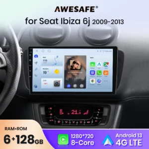 Autoradio per Seat Ibiza 6J 2009-2013 Wireless CarPlay Android Auto Navigatore GPS 9"
